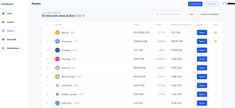 Coinbase criptomonedas